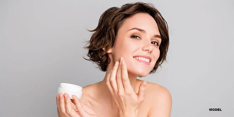 woman applying product