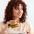 woman with sandwich