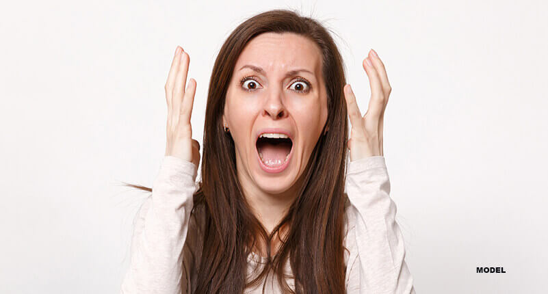 image of model woman with upset facial exression